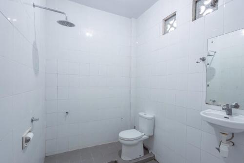 乌鲁瓦图SDK Homestay Uluwatu的白色的浴室设有卫生间和水槽。