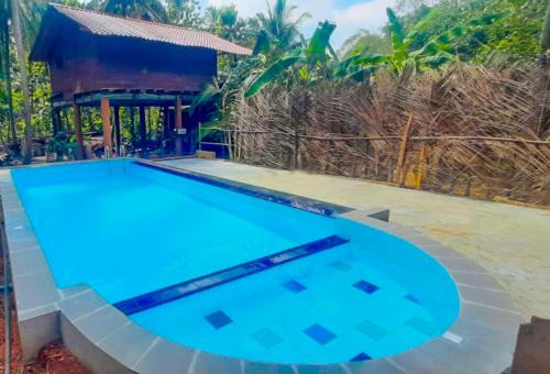 锡吉里亚Galaxy View Homestay Sigiriya的后院的一座空游泳池