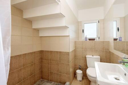 阿伊奥斯阿夫罗西奥斯Joya Cyprus Moonrise Penthouse Apartment的一间带卫生间和水槽的浴室