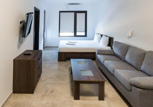 希科尔皮诺夫西St George Apartcomplex的客厅配有沙发和1张床