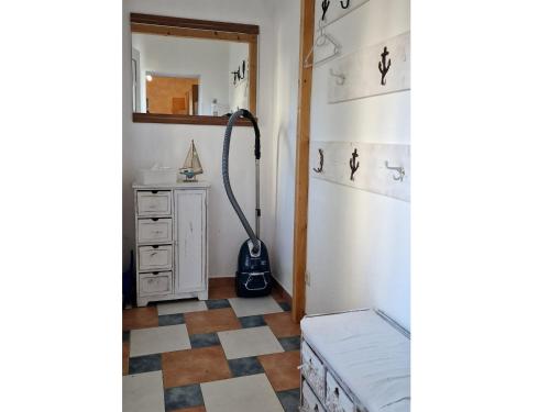 奥斯特西巴德钦诺维茨Ferienwohnung Zinnowitz USE 1501的客房内的吸尘器浴室