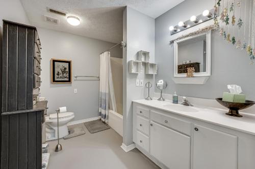 NixaInviting Nixa Apartment about 10 Mi to Springfield的白色的浴室设有水槽和卫生间。