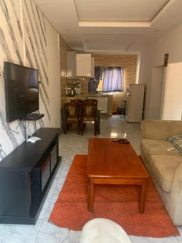 BijiloBijilo Appartments的带沙发和咖啡桌的客厅