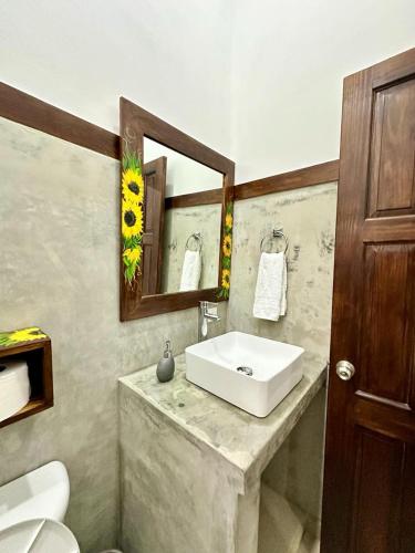DolegaCabañas Quebrada del Pueblo的一间带水槽和镜子的浴室
