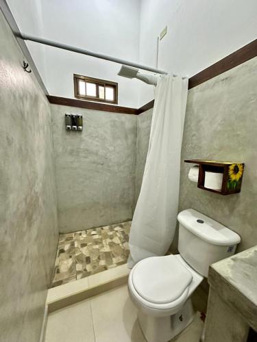 DolegaCabañas Quebrada del Pueblo的一间带卫生间和淋浴的浴室