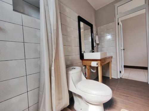 圣佩德罗拉拉古纳Habitacion privada Lamat I的浴室配有白色卫生间和盥洗盆。