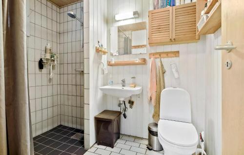 维斯特索马肯3 Bedroom Lovely Home In Nex的一间带卫生间和水槽的小浴室