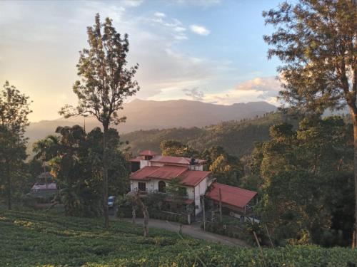 康提Villa 95 Rangala的山丘上以山为背景的房子