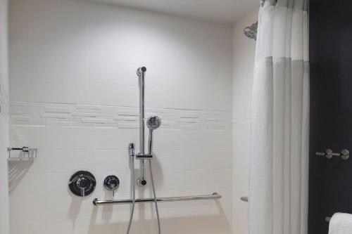 兰开斯特Residence Inn by Marriott Lancaster的白色的浴室设有淋浴和窗帘