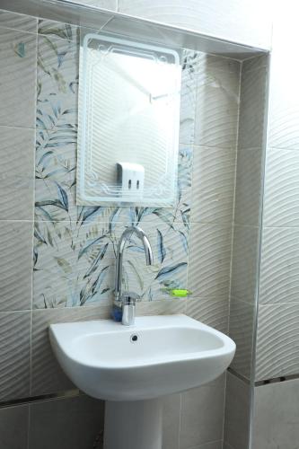 阿斯旺Crystala guest house的一间带水槽和镜子的浴室