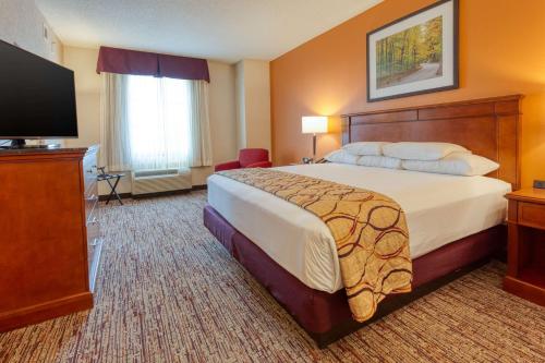 印第安纳波利斯印第安纳波利斯东北德鲁套房酒店的配有一张床和一台平面电视的酒店客房