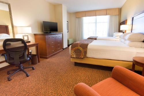 坦培坦培凤凰德鲁套房酒店的酒店客房配有一张床、一张桌子和一把椅子。