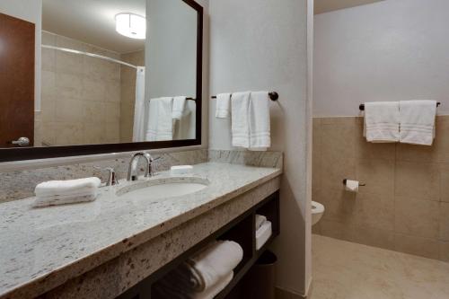 开普吉拉多开普吉拉多会议中心德鲁酒店的一间带水槽和镜子的浴室