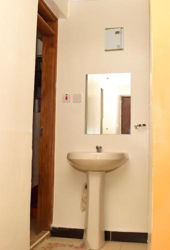ThikaFully furnished one bedroom in Thika Cbd的一间带水槽和镜子的浴室