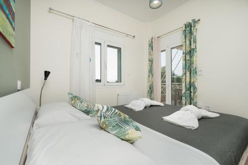 拉夫蒂港Starfish Complex的带2扇窗户的客房内的2张床