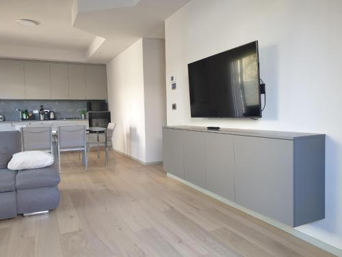 里乔内Potenza Suite Home的带沙发和平面电视的客厅