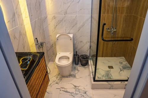 PrigorodnyyFly Apartment的一间带卫生间和淋浴的浴室