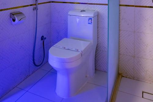 麦地那最好的麦地那酒店的带淋浴的浴室内的白色卫生间