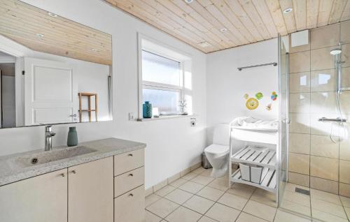 BrundbyAmazing Home In Sams With Wi-fi的带淋浴、盥洗盆和卫生间的浴室