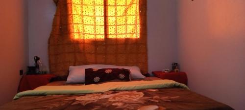 TagouniteSAHARA EXPERTISE的一间卧室配有床和带窗帘的窗户