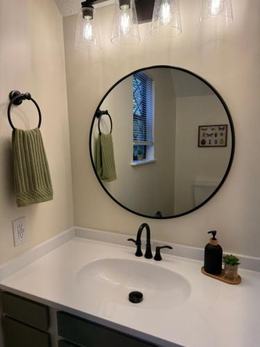BusickAlpine Village Resort的一间带水槽和镜子的浴室