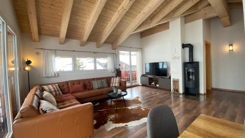 贝特默阿尔卑Bergquelle Dachwohnung的带沙发和电视的客厅