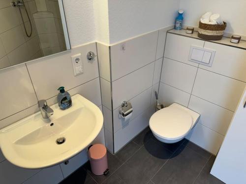 比勒费尔德Studio Apartment mit Stellplatz的一间带水槽和卫生间的浴室