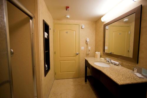肯特希尔顿西雅图/肯特汉普顿套房酒店的一间带水槽和镜子的浴室