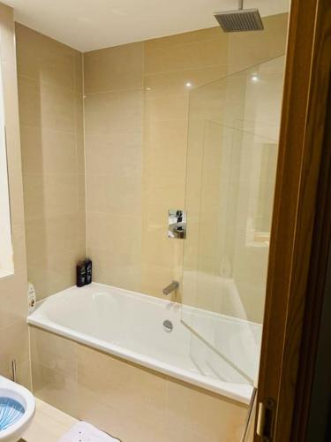 巴塞尔顿Play Away Lodge的浴室配有白色浴缸和卫生间。