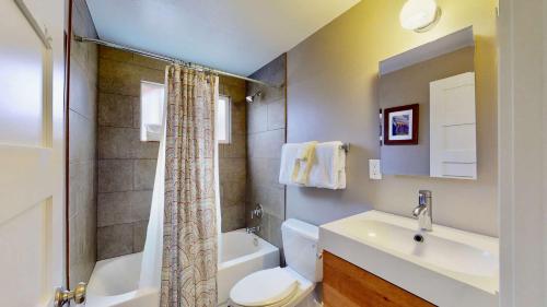 摩押Downtown Cozy Home Base - Purple Sage 6的一间带水槽、卫生间和淋浴的浴室