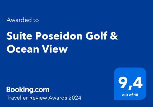 Suite Poseidon Golf & Ocean View的证书、奖牌、标识或其他文件