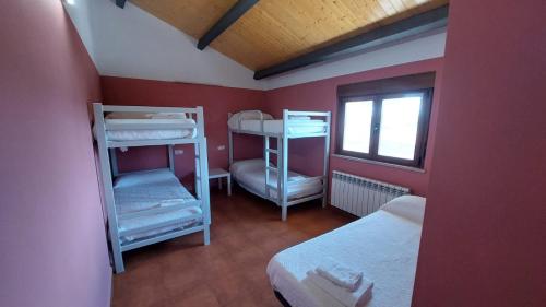 Salvatierra de TormesAlbergue Villa de Salvatierra的小房间设有两张双层床和窗户