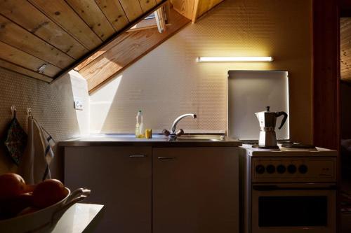LocoWild Valley Village Life Apartment in Onsernone的厨房配有水槽和炉灶