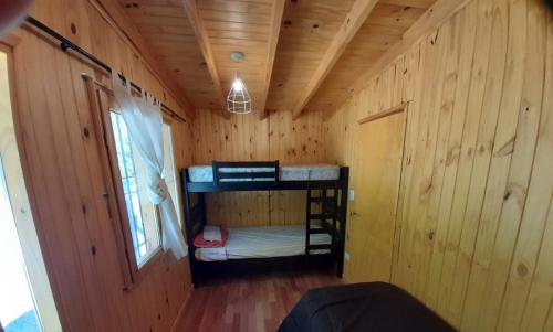 普洛缇尔Los Alamos的木墙内带两张双层床的客房