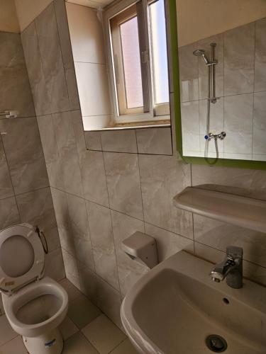 瓦加杜古Hébergement VIP的一间带卫生间和水槽的浴室