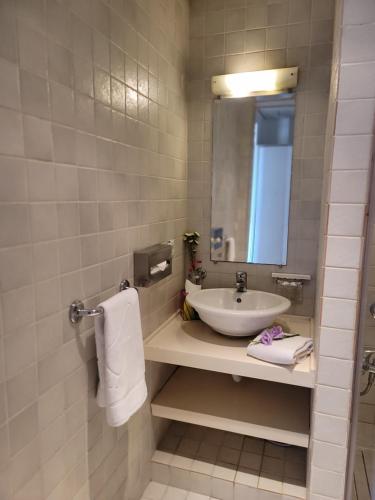 贝鲁特天空套房酒店的一间带水槽和镜子的浴室