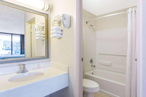 普林斯顿普林斯顿戴斯酒店的一间带水槽、卫生间和镜子的浴室