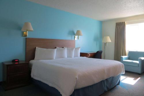 阿拉莫萨阿拉莫萨戴斯酒店的酒店客房带一张大床和一把椅子