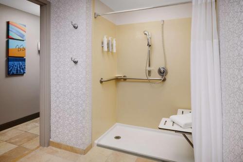 劳德代尔堡劳德代尔堡-塞普里斯克里克汉普顿酒店的带淋浴和卫生间的浴室
