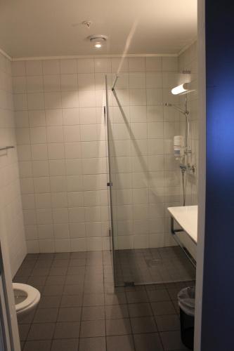巴杜弗斯Bardufosstun的带淋浴和卫生间的浴室