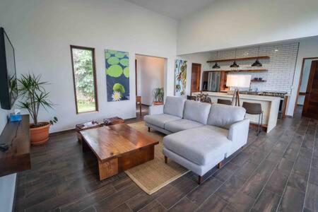 Benque Viejo del CarmenCheerful 2 bedroom Villa with Pool的带沙发和咖啡桌的客厅