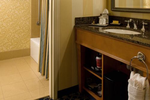 格林维尔格林维尔万豪酒店的一间带水槽和淋浴的浴室