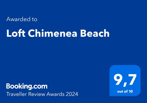 Loft Chimenea Beach的证书、奖牌、标识或其他文件