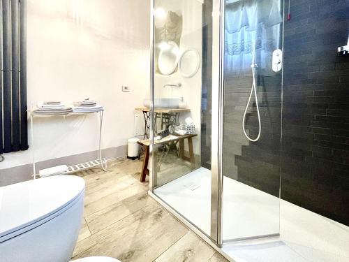 皮恩扎Vento d’Orcia的带淋浴和卫生间的浴室