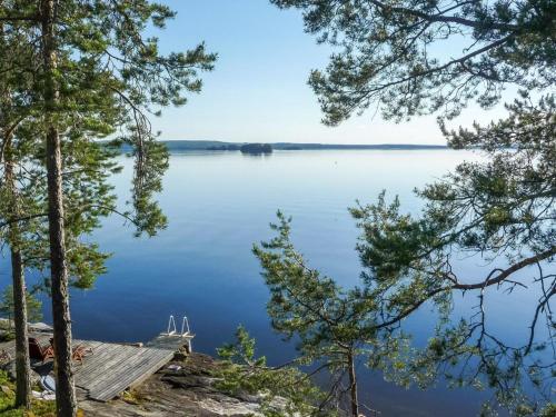 拉赫登佩拉Holiday Home Keskikallio- nuasjärvi by Interhome的透过树林欣赏湖泊美景