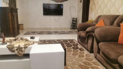 Jordanian family hosting的带沙发和电视的客厅