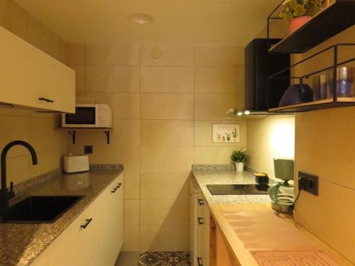 阿斯蒂加拉加卡萨乡间阿托拉公寓的一间带水槽和微波炉的小厨房