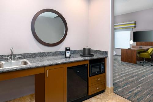 法明顿哈特福德/法明顿汉普顿套房酒店的一间带水槽和镜子的浴室