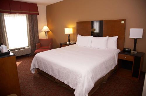 霍布斯霍布斯汉普顿酒店及套房的酒店客房带一张大床和一把椅子