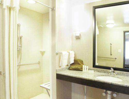 克拉尔维尔希尔顿科洛威尔郝伍德套房 - 艾瓦瑞沃兰德酒店的一间带水槽和镜子的浴室
